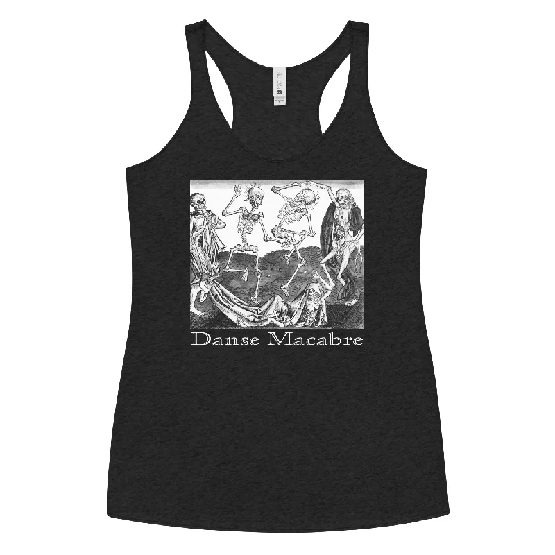 Dance Macabre Skeletons in the Medieval Dance of Death Women's Racerback Tank Top Shirt cropped tank top