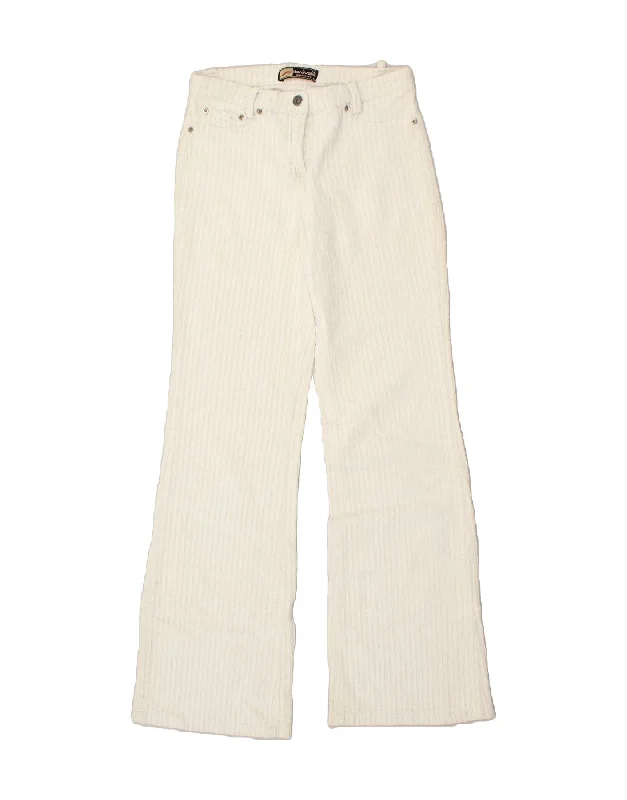 VINTAGE Womens Bootcut Corduroy Trousers IT 42 Medium W28 L32 Off White Trousers Leisure Comfortable