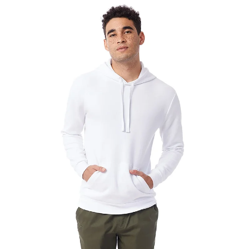 Alternative Apparel Unisex White Go-To Pullover Hooded Sweatshirt Boat Neck Sweater