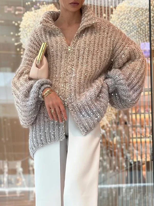 Ariana® | Chic and shiny silk cardigan sweater Faux Fur Fabric Real Fur Fabric Shearling Fabric Ariana® | Chic and shiny silk cardigan sweater Faux Fur Fabric Real Fur Fabric Shearling Fabric