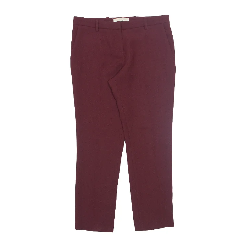 VANESSA BRUNO Trousers Maroon Regular Tapered Womens W34 L28 High Waist Slim Fit Ankle Length