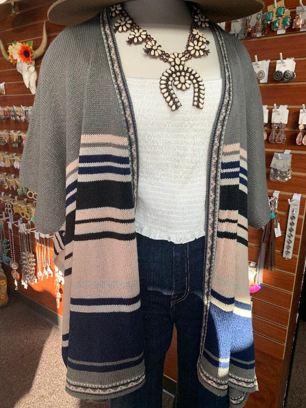 Multi Cardigan Boat Neck Shawl Collar Notched Collar