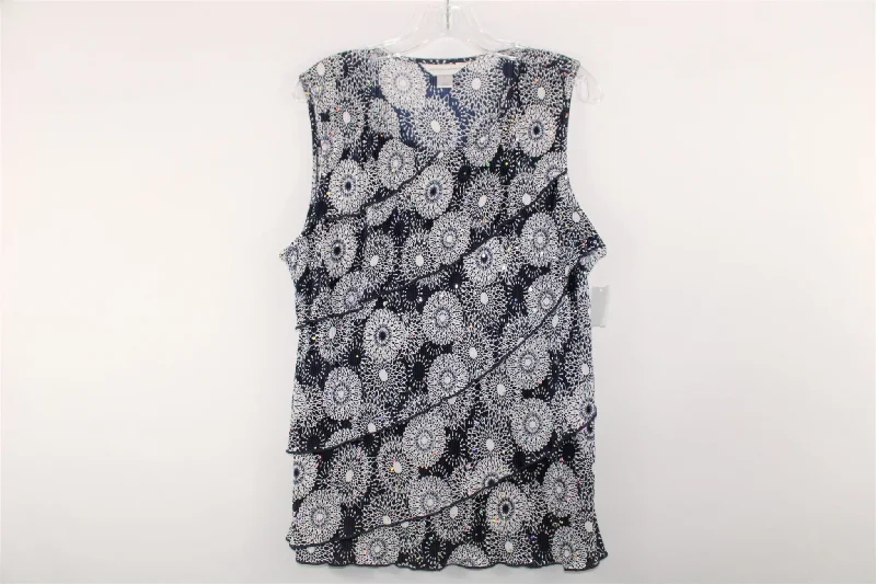 Christopher & Banks Blue Floral Ruffled Tank | L trendy tank top