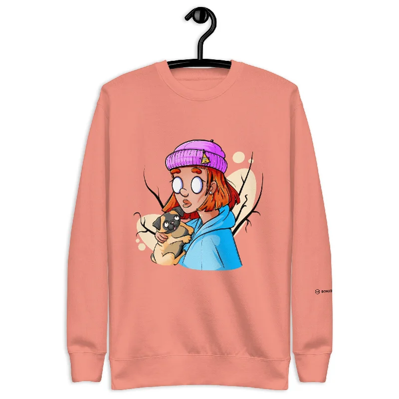 ZOMBIE MOOD 2 Women's Crew Neck Sweatshirt Hoodie with Back Slit Movement Comfort