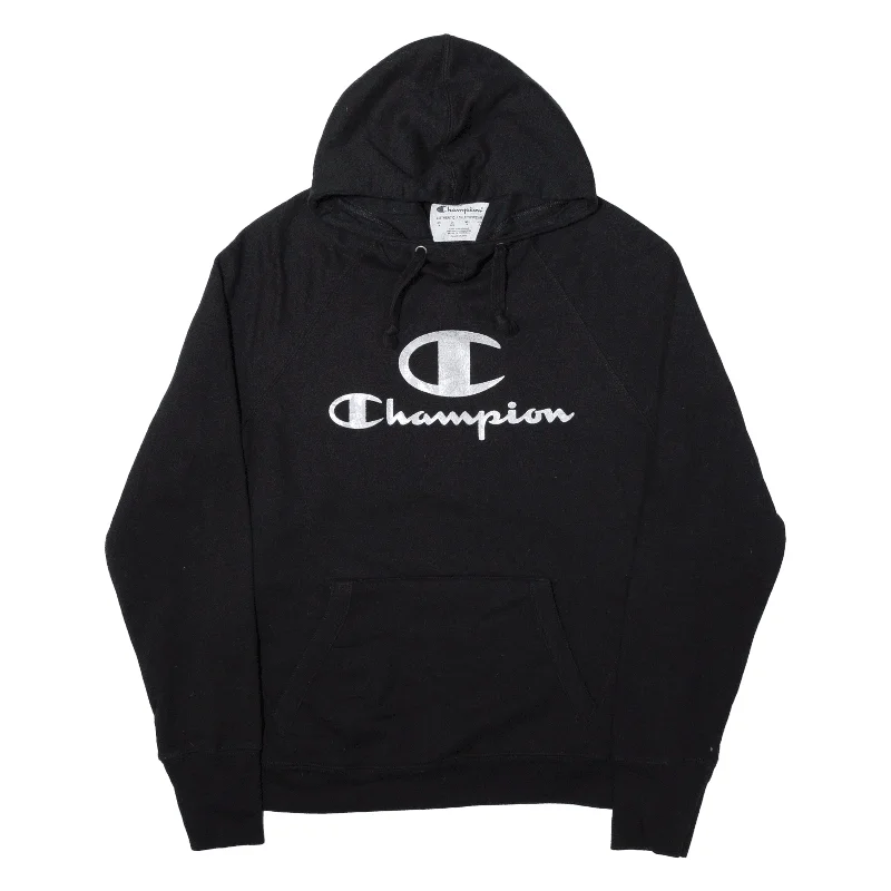 CHAMPION High Neck Hoodie Black Pullover Womens M Solo Sleeve Pullover