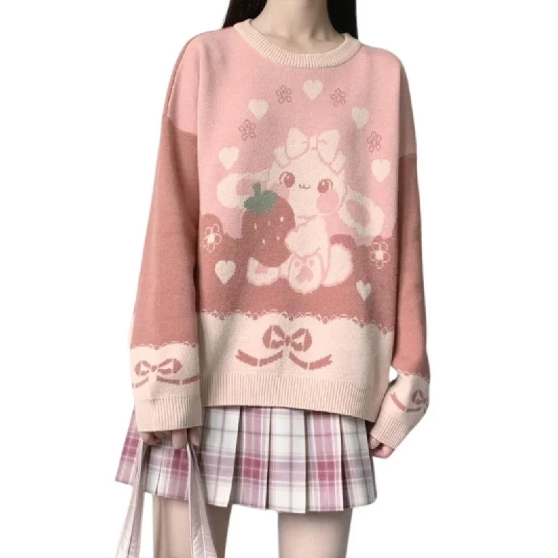 Strawbunny Knit Pullover Kimono Neck Pullover