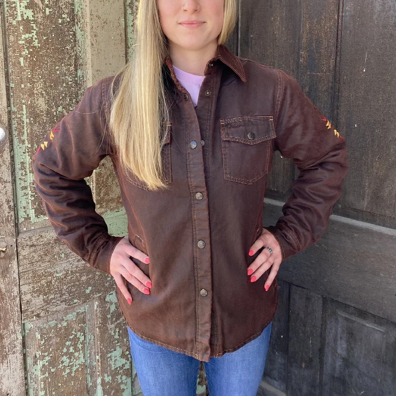 Outback Trading Ladies Ash Brown Red Shirt Jacket 29676-BRN Stand-Up Collar Roll-Neck Collar Turtle Neck Outback Trading Ladies Ash Brown Red Shirt Jacket 29676-BRN Stand-Up Collar Roll-Neck Collar Turtle Neck