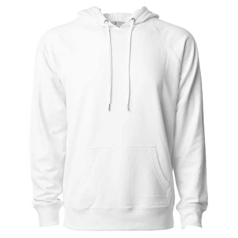 Independent Trading Co. Unisex White Icon Lightweight Loopback Terry Hooded Pullover Three Quarter Sleeve