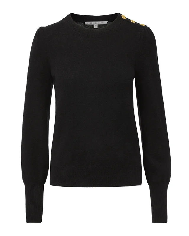 Black Nelia Cashmere Pullover Sabrina Neck Pullover