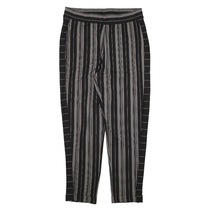 DKNY Striped Trousers Black Regular Tapered Womens W32 L27 Trousers Print Floral