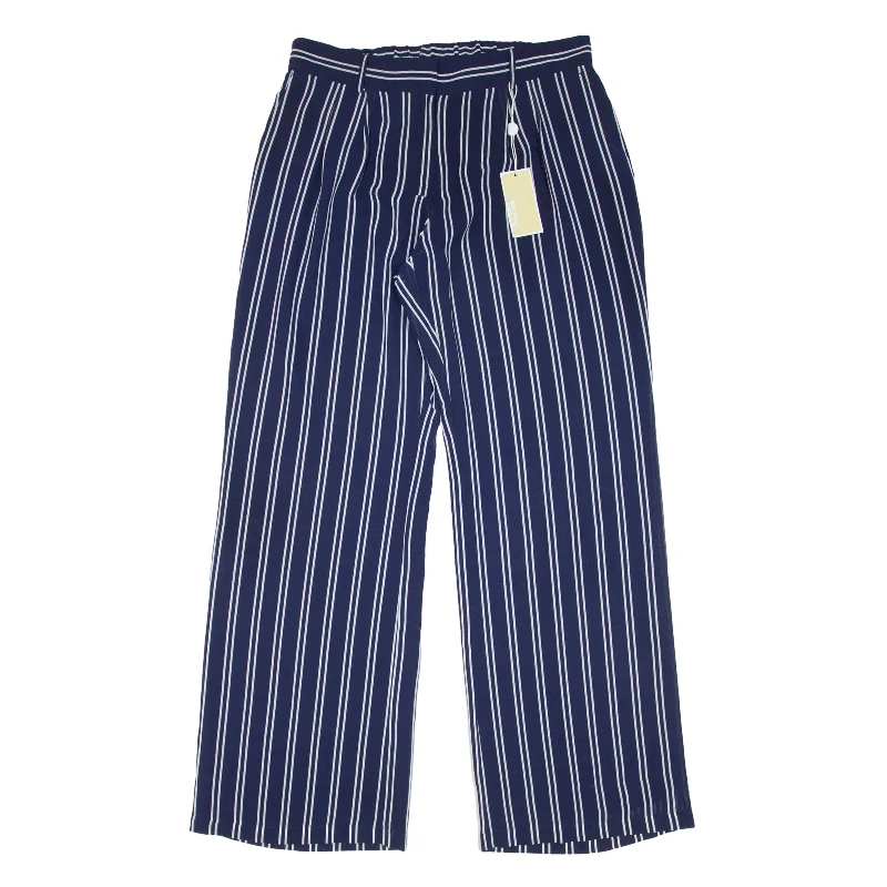 MICHAEL KORS Striped Trousers Blue Relaxed Wide-Leg Womens W30 L32 Trousers Winter Warm