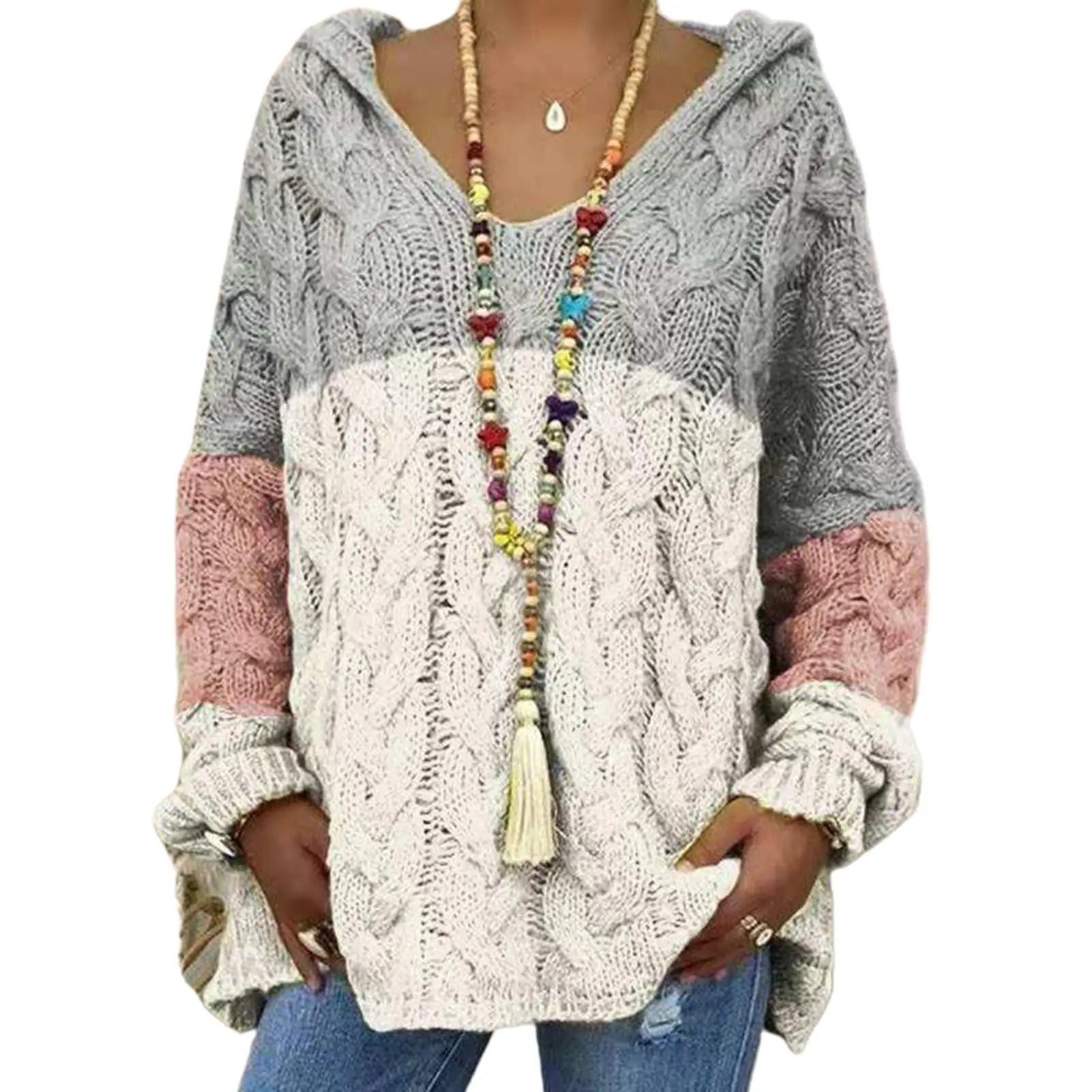 2020 New Autumn Winter Women Tops V-Neck Long Sleeve Loose Women Sweater Fashion Patchwork Thick Pullover Casual Plus Size Tops Faux Fur Trim 2020 New Autumn Winter Women Tops V-Neck Long Sleeve Loose Women Sweater Fashion Patchwork Thick Pullover Casual Plus Size Tops Faux Fur Trim