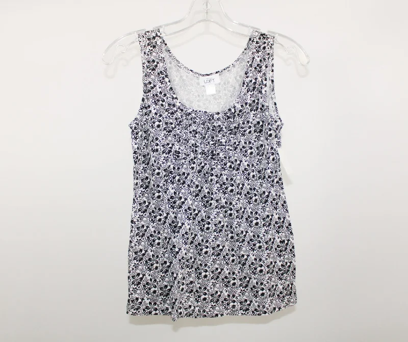 Ann Taylor LOFT Black & White Floral Tank Top | XS cozy tank top