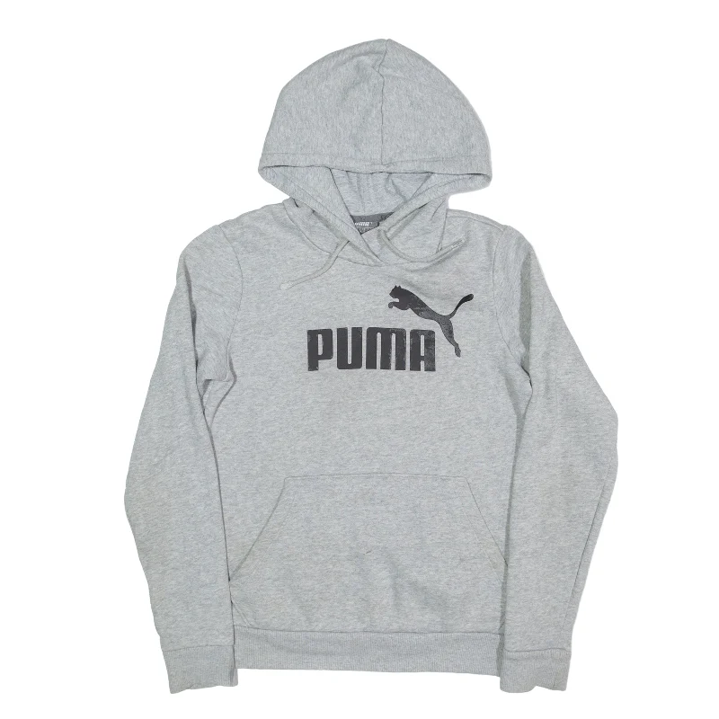 PUMA Hoodie Grey Pullover Womens UK 8 Tapered Sleeve Pullover