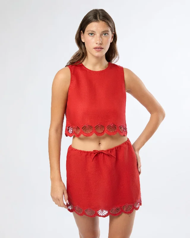 Air Linen Scallop Tank Top lace tank top