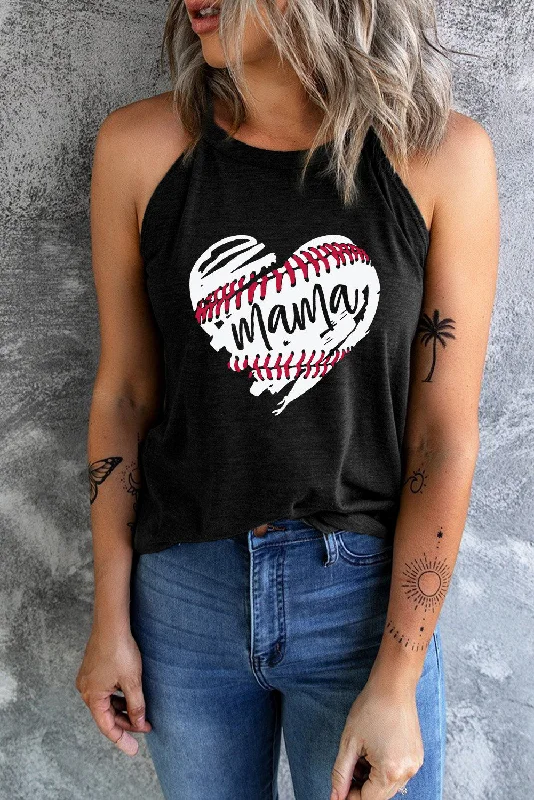 Baseball Mama Heart Ladies Tank Top halter tank top