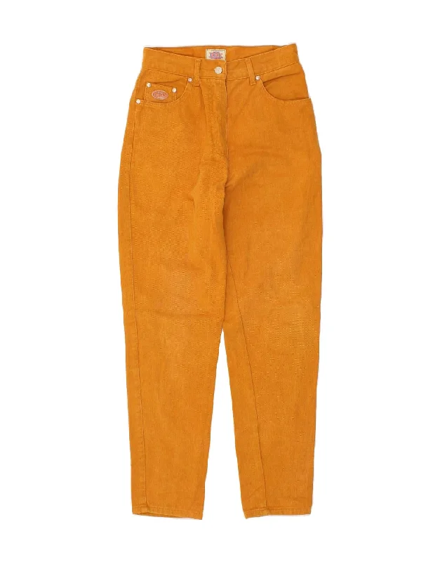 DUK Womens Tapered Casual Trousers IT 44 Medium W28 L29 Orange Cotton Trousers fashionable chic