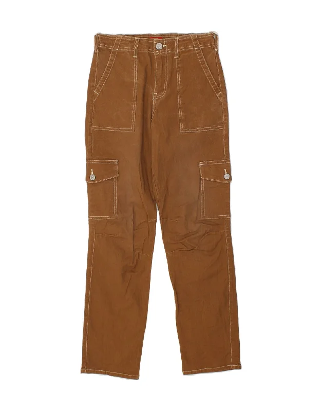 DICKIES Womens Straight Cargo Trousers W26 L28 Brown Cotton Trousers Elastic Waist Soft DICKIES Womens Straight Cargo Trousers W26 L28 Brown Cotton Trousers Elastic Waist Soft