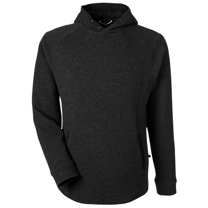 Swannies Golf Unisex Black/Heather Camden Hooded Pullover Thick Cable Knit