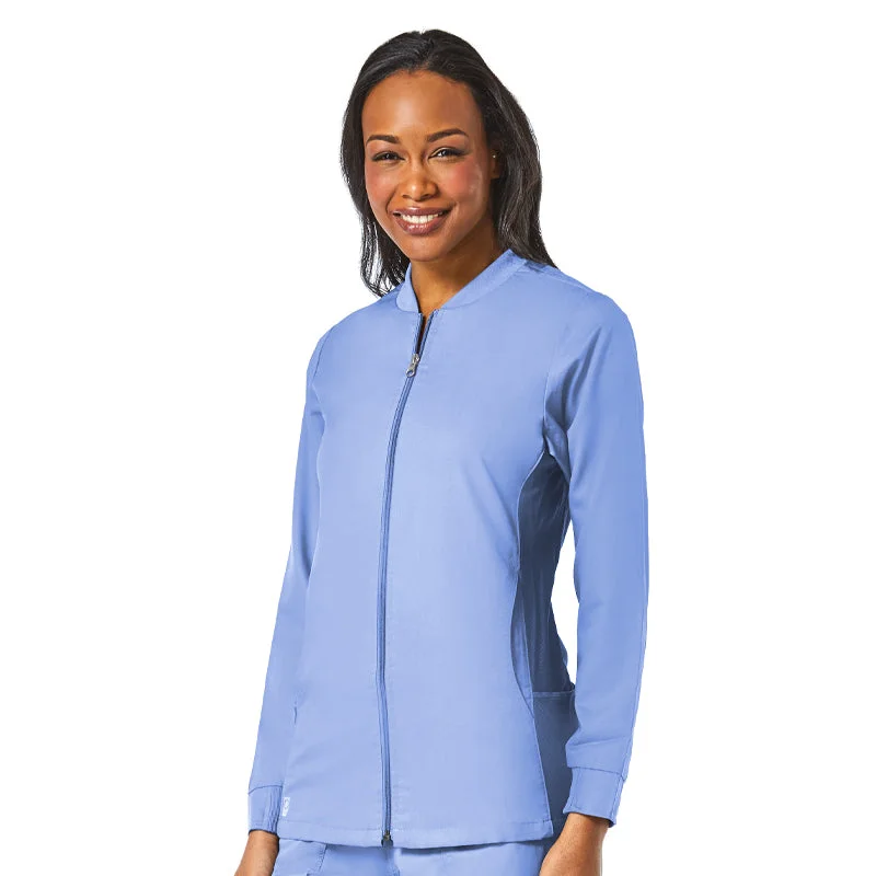 Sporty Mesh Panel Jacket by Maevn / XXS - 3XL / Ceil Blue Denim Fabric Leather Fabric Suede Fabric