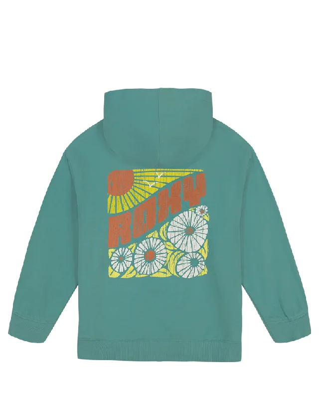 Mineral Blue Block Floral Oversized Hoodie Hoodie with Print Artistic Unique