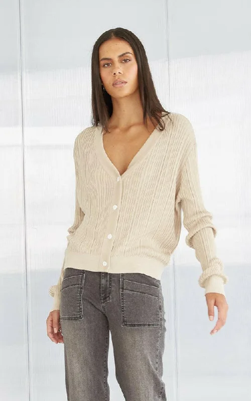 Dani Tencel Cardigan Notch Collar Peter Pan Collar Cowl Neck