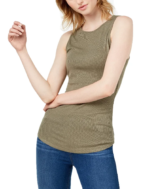 Bar III Womens Ribbed Tank Top New Without Tags (Dusty Olive, XX-Large) boho tank top