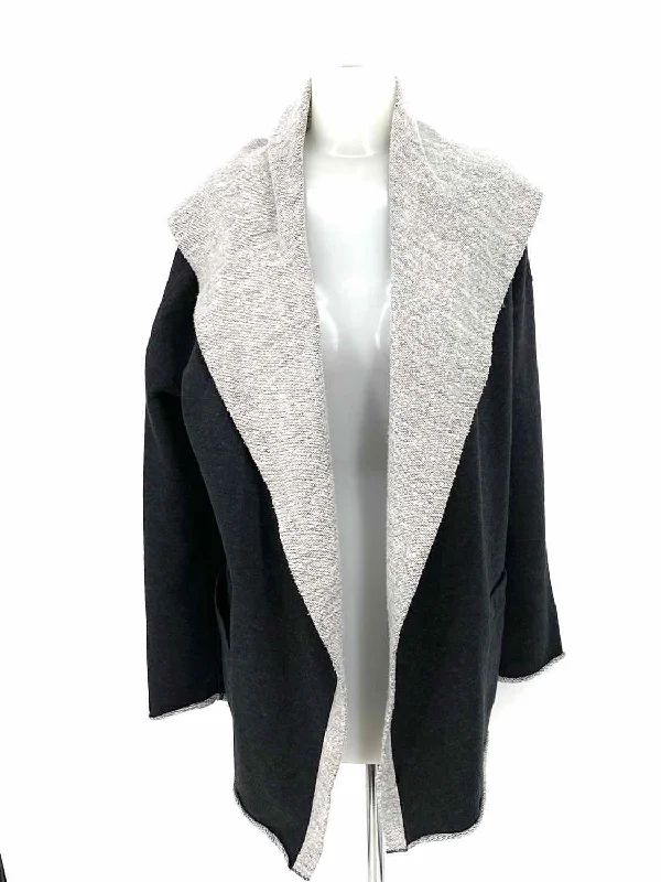 James Perse Women's Black/Gray Calf Hair Size 3/L Cardigan Hooded Cardigan Collared Cardigan Shawl Collar James Perse Women's Black/Gray Calf Hair Size 3/L Cardigan Hooded Cardigan Collared Cardigan Shawl Collar