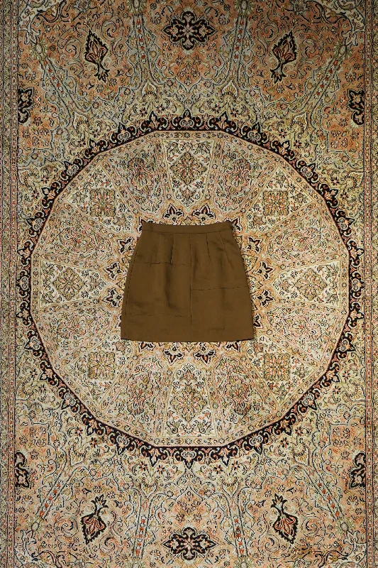 SATORU SASAKI CORD SKIRT(BROWN) linen skirt breathable