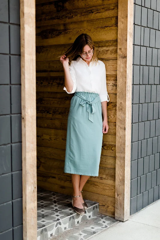 Knit Tie Belt Midi Skirt - FINAL SALE low waist skirt