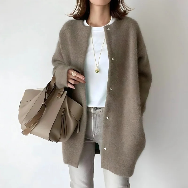 Alora® | Elegant and stylish cardigan Houndstooth Herringbone Solid