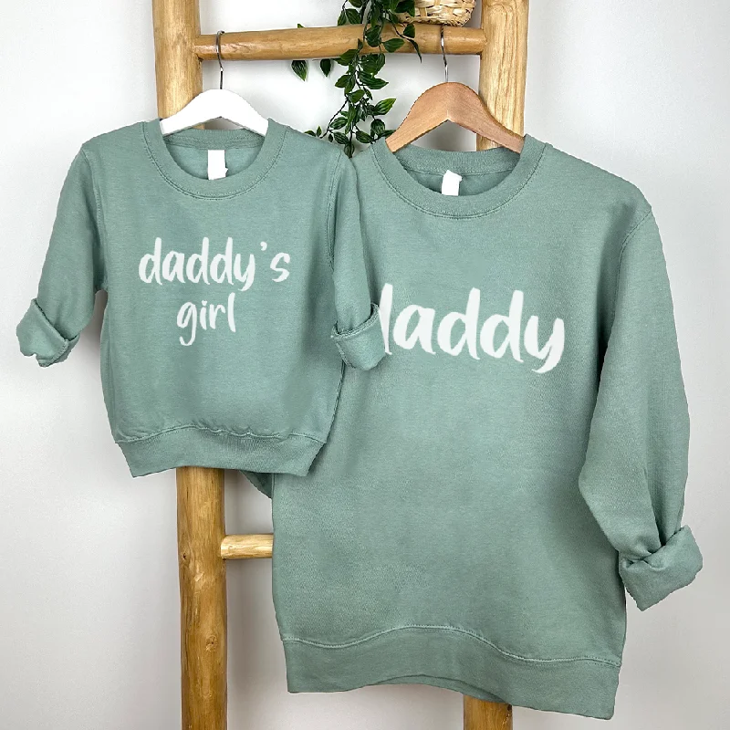 Daddy & Daddy's Girl Script Matching Sweatshirts Hoodie with Button Placket Classic Preppy