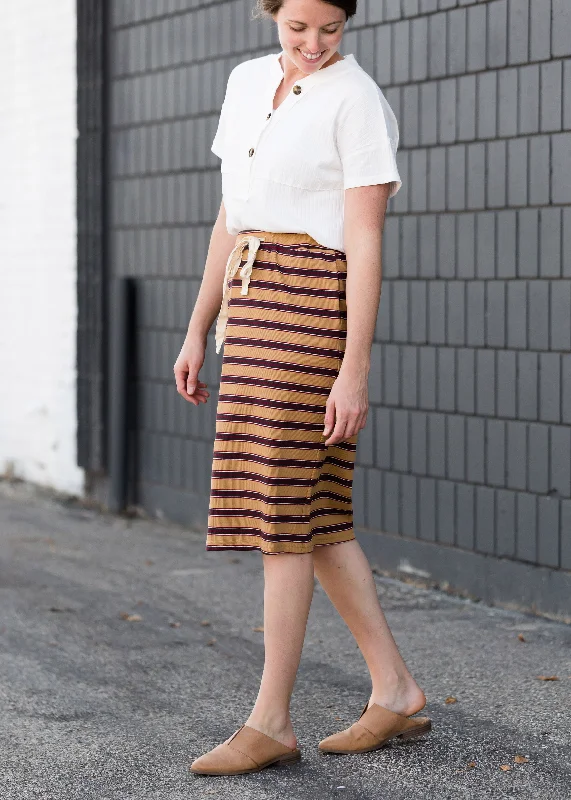 Striped Style Midi Skirt - FINAL SALE silk skirt lustrous