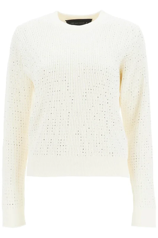 Crewneck Pullover With  - White Thin Wool Pullover