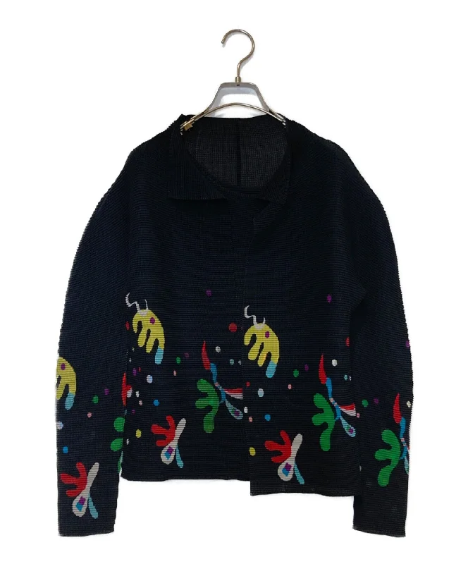 [Pre-owned] me ISSEY MIYAKE Pleated Ensemble Cardigan MI43FK316-MI43FO311 Silk Blend Satin Velvet