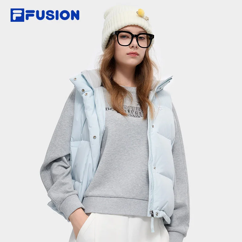 FILA FUSION INLINE FUSION LIFE X FUSIONEER FIELD OF CLASSIC Women Down Jacket Vest (Light Blue) Insulated Jacket Fitted Jacket Loose Jacket