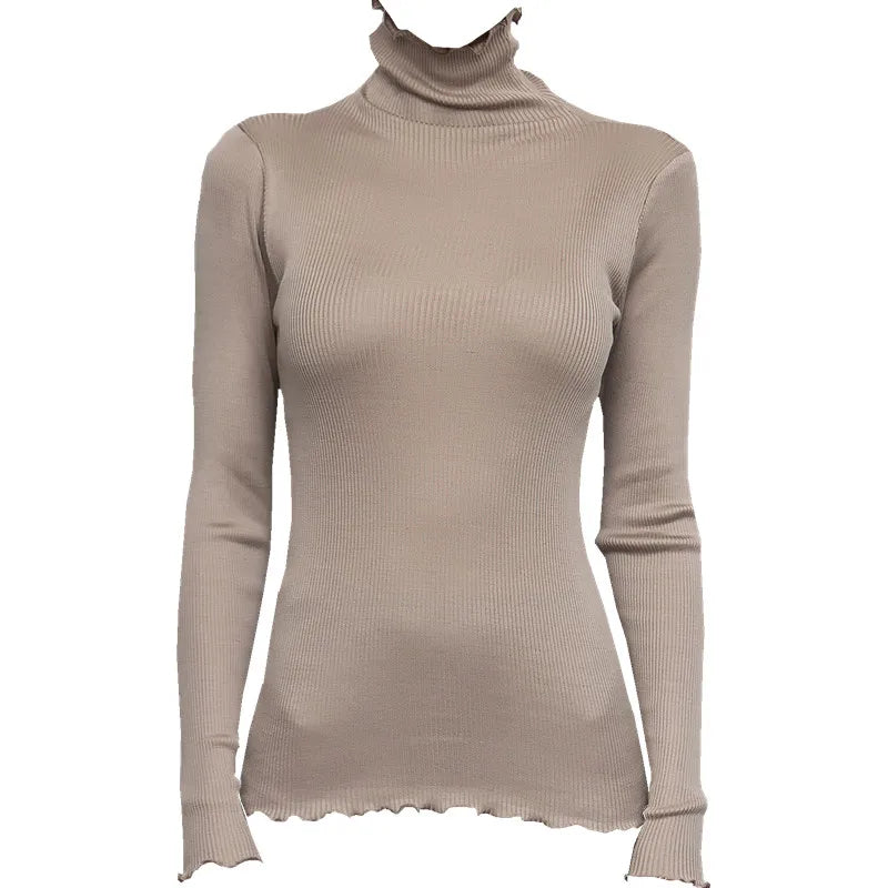 Winter Sands Slim Fit Solid Silk Womens Pullover Crew Neck Wool