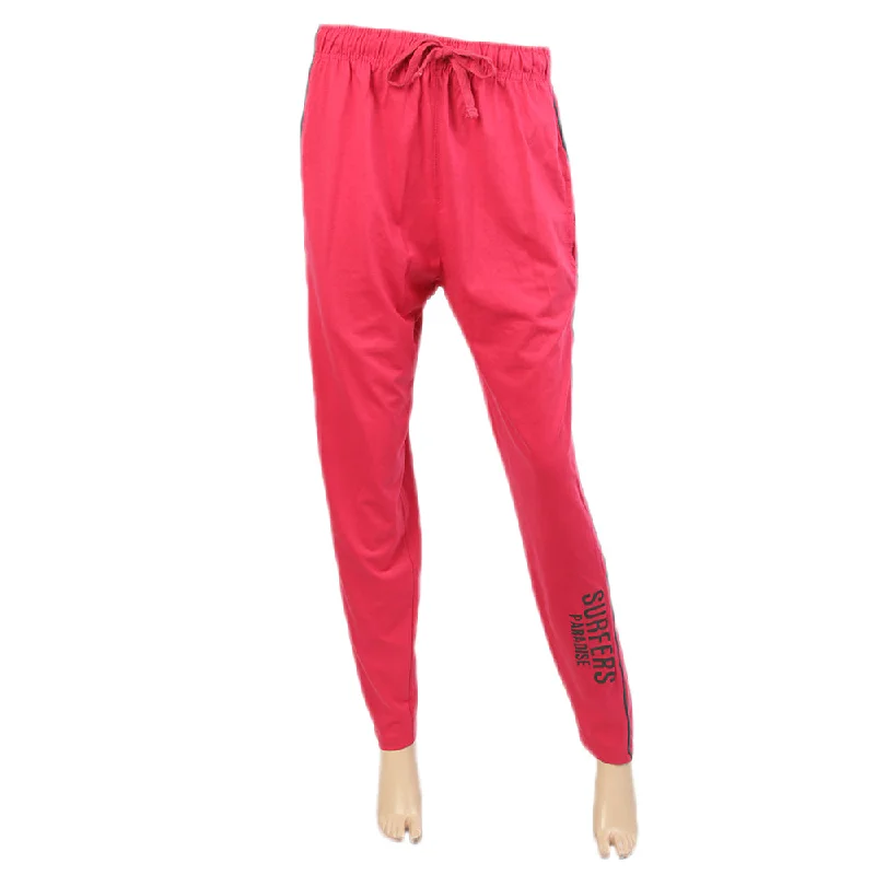 Women's Trouser - Dark Pink Trousers Lace Delicate