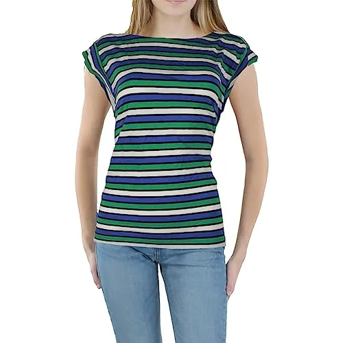 Anne Klein Womens Plus Modal Blend Striped Pullover Top Alpaca Blend Soft