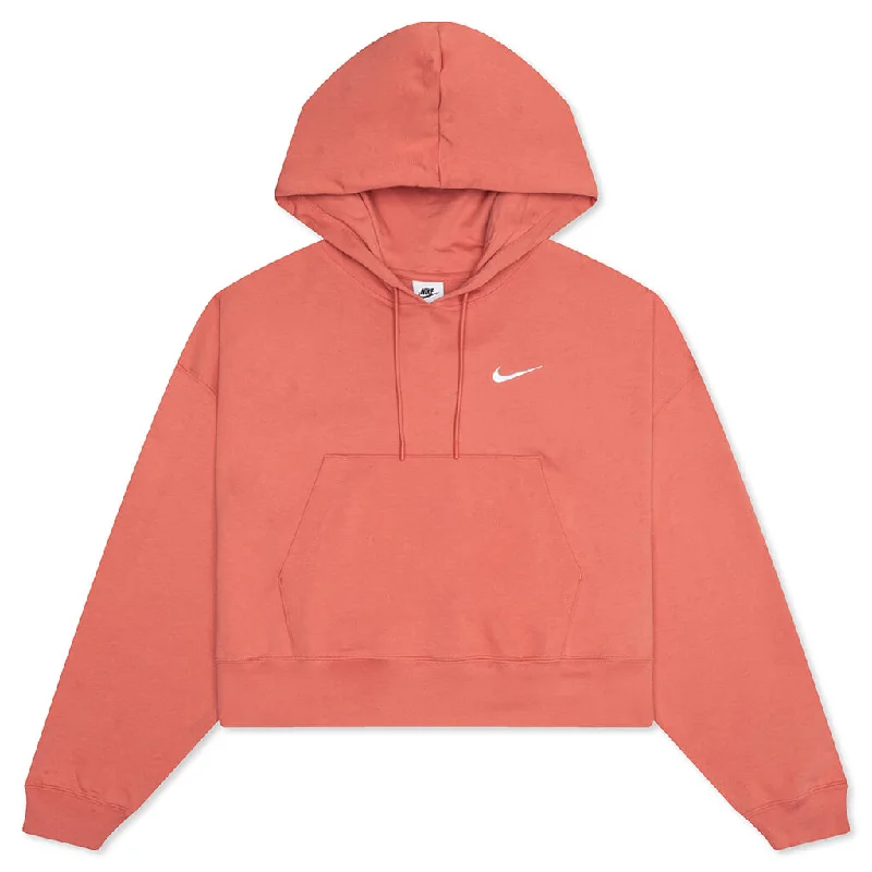 Sportswear Women's Oversized Pullover Hoodie - Madder Root/White Hooded Pullover Sweater