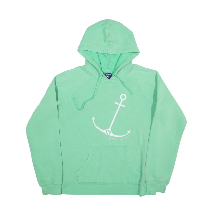 CHAMPION Great Lakes Hoodie Green Pullover Womens L Asymmetrical Neck Pullover