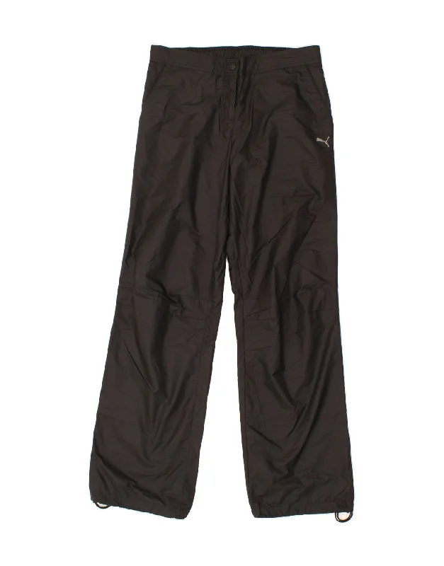 PUMA Womens Straight Windbreaker Trousers UK 12 Medium W30 L32 Black Trousers High Rise Slim Fit
