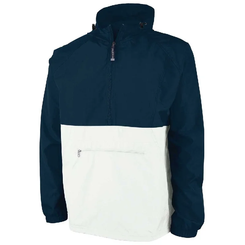 Charles River Unisex Navy/White Color Blocked Pack-N-Go Pullover Over Sleeve Pullover