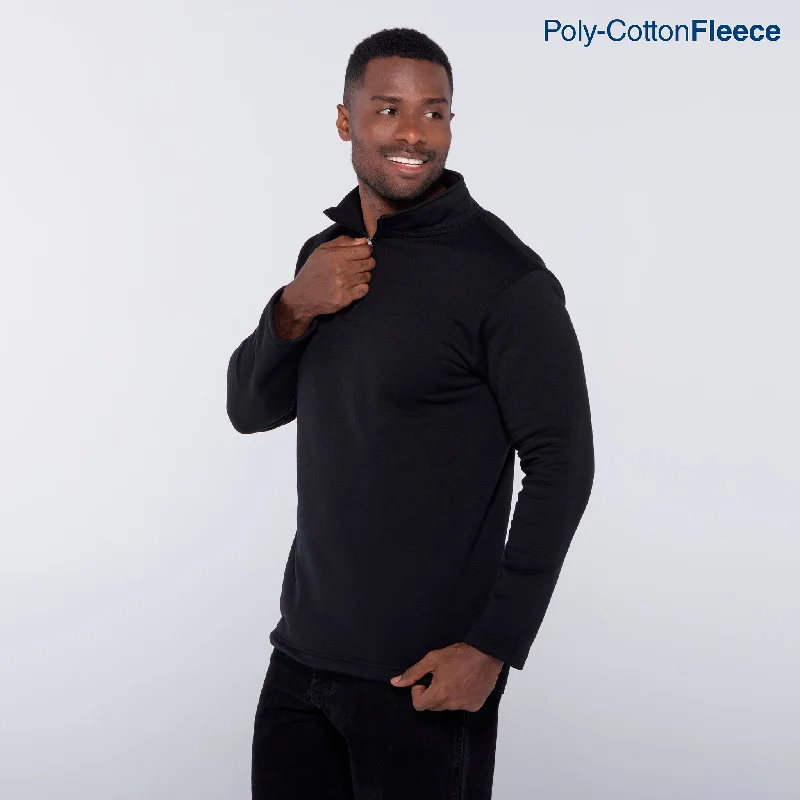 Adult’s Unisex 1/4 Zip Crew Neck Sweatshirt (Black) Hoodie with Cuffed Sleeves Snug Secure