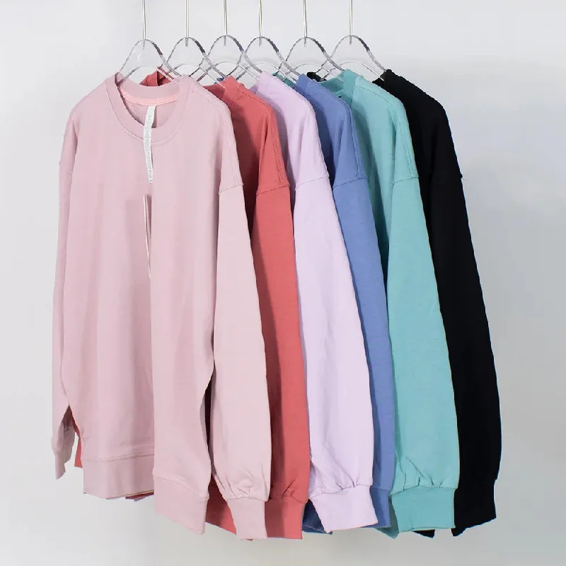 Perfectly Oversized Style Women Yoga Shirts Gym Sweatshirt Fitness Sports Pullover Long Sleeve Crop Top Workout Sportswear Button Front Sweater