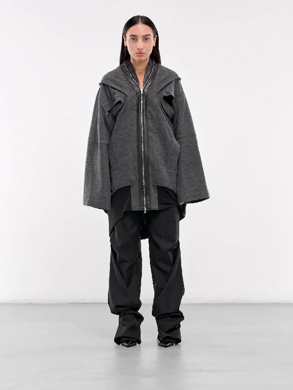 Hanger Hooded Jacket (T35-CHARCOAL) Oversized Jacket Tailored Jacket Straight Jacket