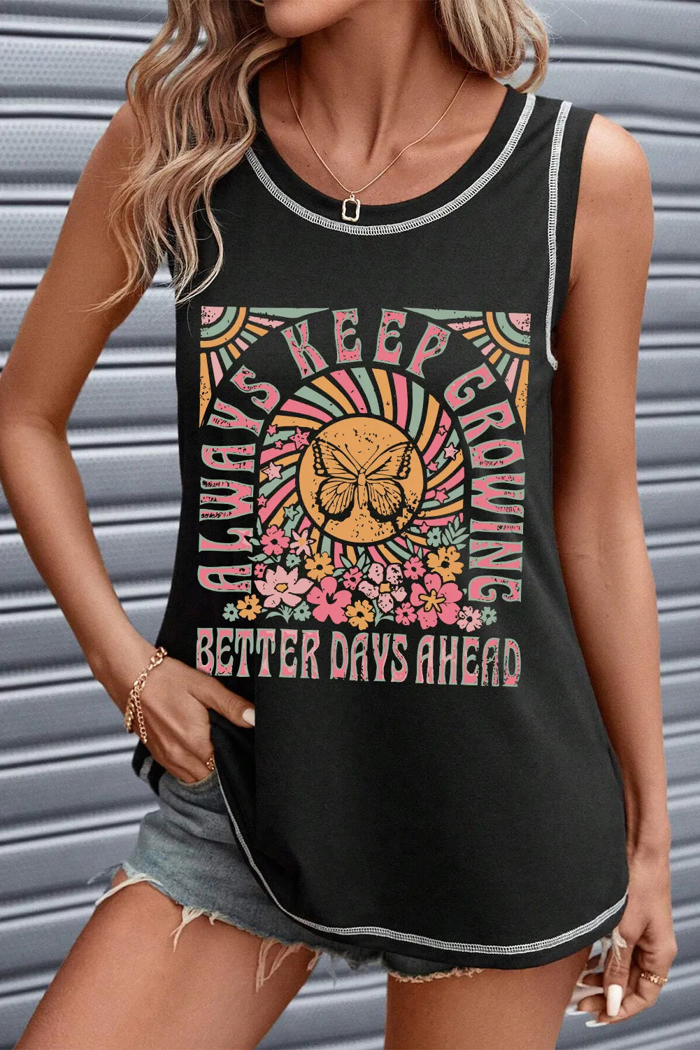 Always Keep Growing Ladies  Tank Top silver tank top