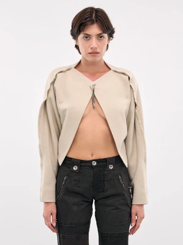 Silver Charm Jacket (JK9IV-IVORY) Wool Fabric Cashmere Fabric Tweed Fabric