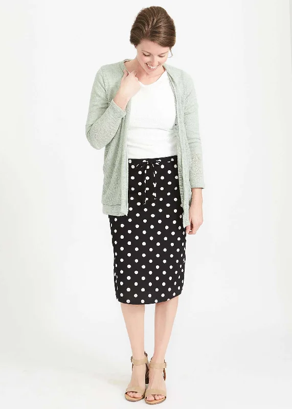 Poised Polka Dot Midi Skirt - FINAL SALE zip skirt side