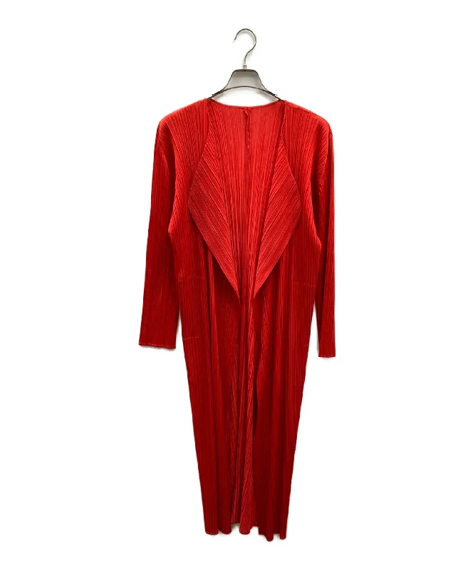 [Pre-owned] PLEATS PLEASE Pleated long cardigan PP61-EN912 Ribbed Striped Patterned